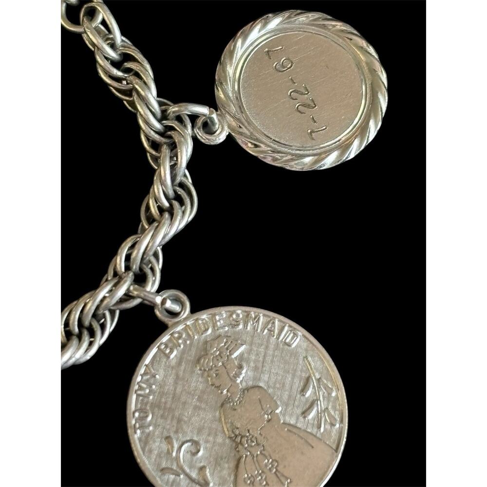 Vtg Sterling Silver 5mm Solid Rope Bracelet With 4 Charms 925 20.24g 6.75” - Picture 2 of 9
